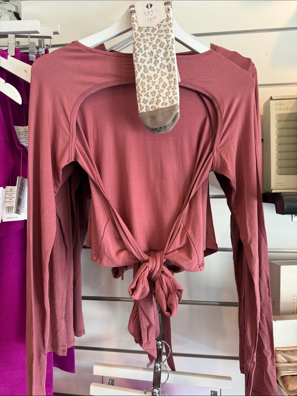 Tavi Favorite Long Sleeve Crop Tee Open Back Dusty Rose